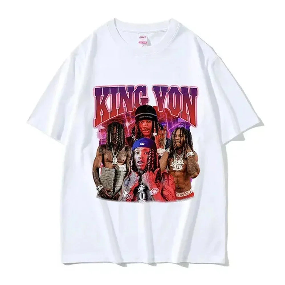2026 Rapper K-King Von Graphic T Shirt Men's Hip Hop Gothic Fashion Short Sleeve T-shirts Oversized T-shirt Streetwear