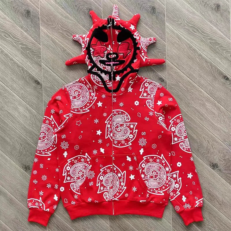 Glo Gang Style Full-Zip Mask Hoodie – Sun Horns Edition