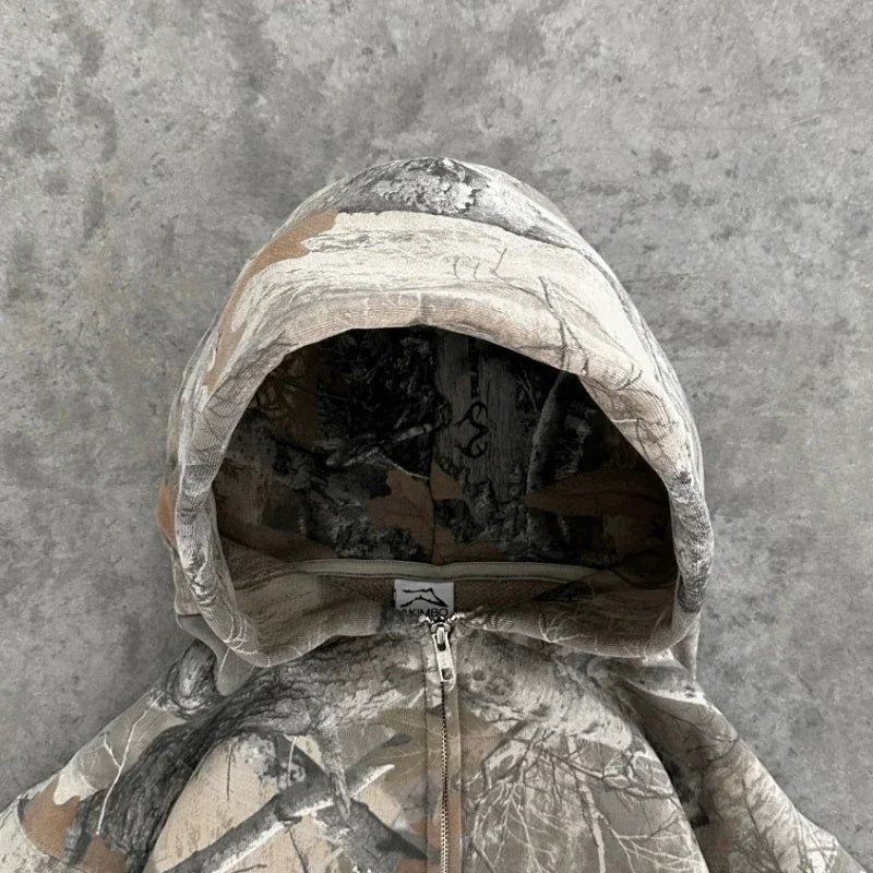 Real Tree Camo Hoodie – Y2K White Tribal Graphic Edition