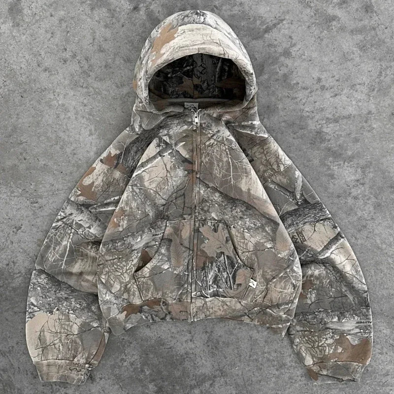 Real Tree Camo Hoodie – Y2K White Tribal Graphic Edition
