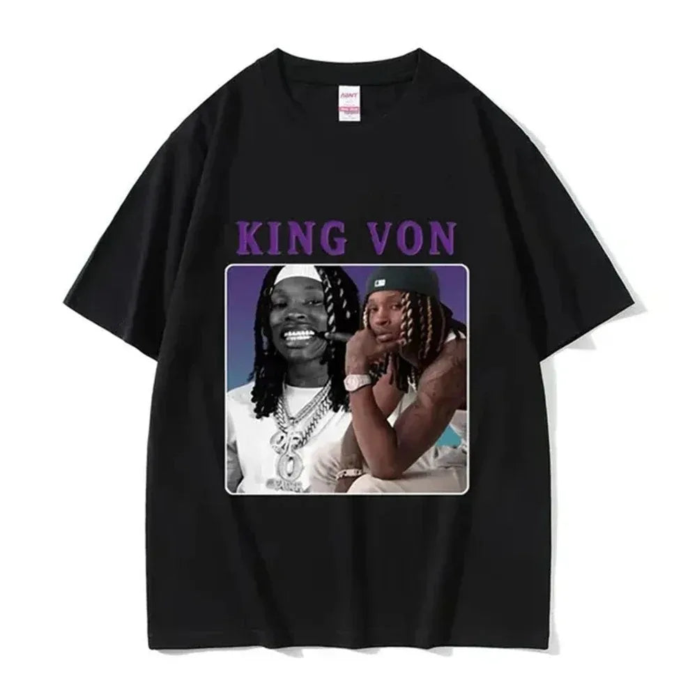 2026 Rapper K-King Von Graphic T Shirt Men's Hip Hop Gothic Fashion Short Sleeve T-shirts Oversized T-shirt Streetwear