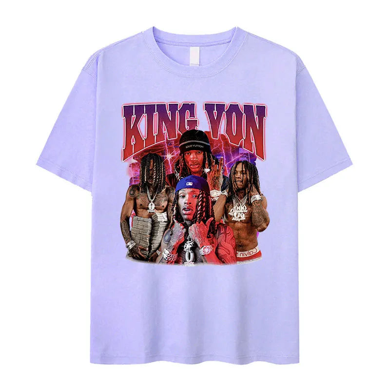 Rapper K-King Von Vintage Graphic T-Shirt Men's Hip Hop High Quality Fashion T-shirts Casual Cotton Oversized T Shirt Streetwear