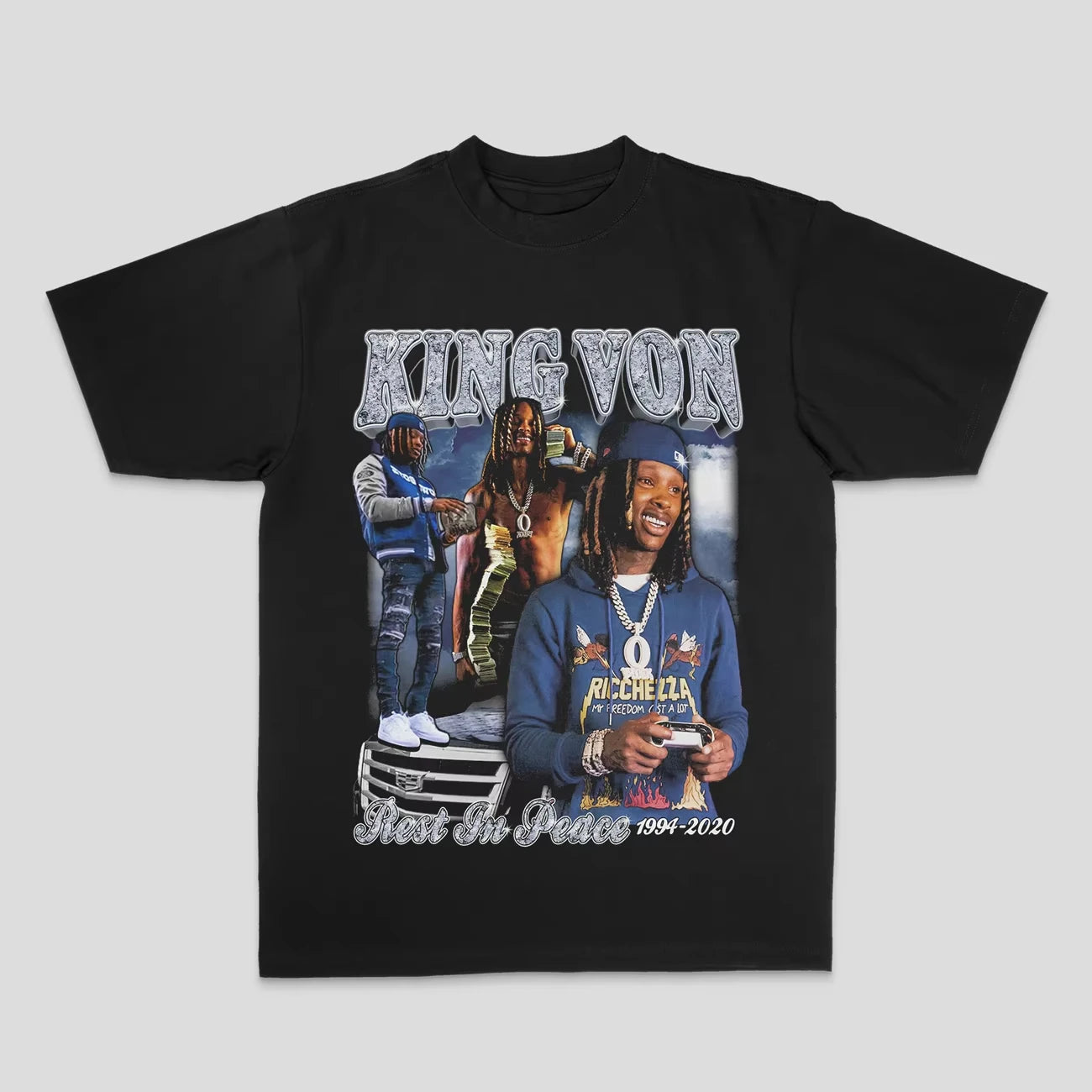 European and American King Von hip-hop rock rap top high street sporty casual loose men's T-shirt graphic t shirts