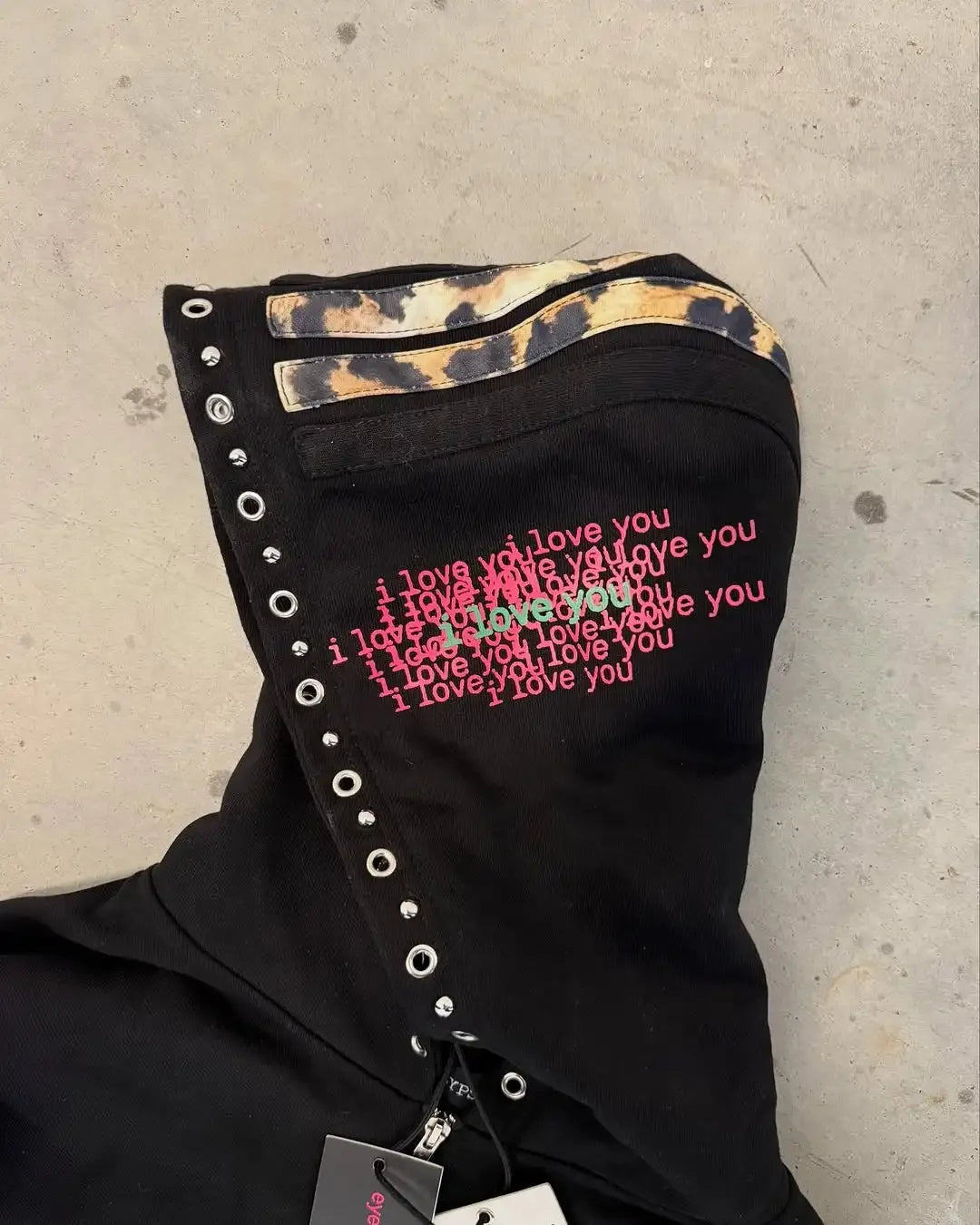 Apocalypse" Neon Graphic Zip-Up – Leopard Detail & Eyelet Hood