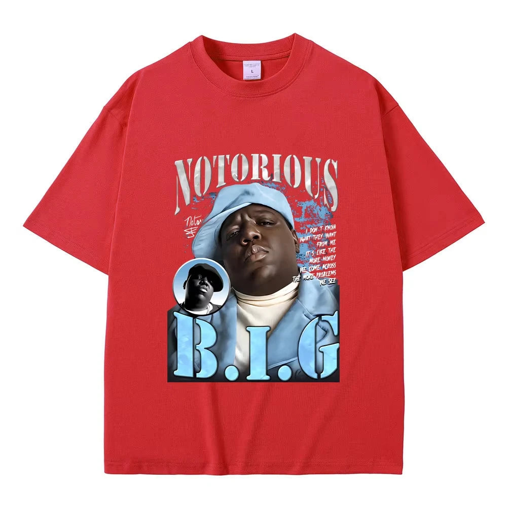 Classic Vintage Best Famous The Notorious Big Tshirt Hip Hop Rapper Biggie Smalls Print T-shirt Men's Fashion Oversized T Shirts