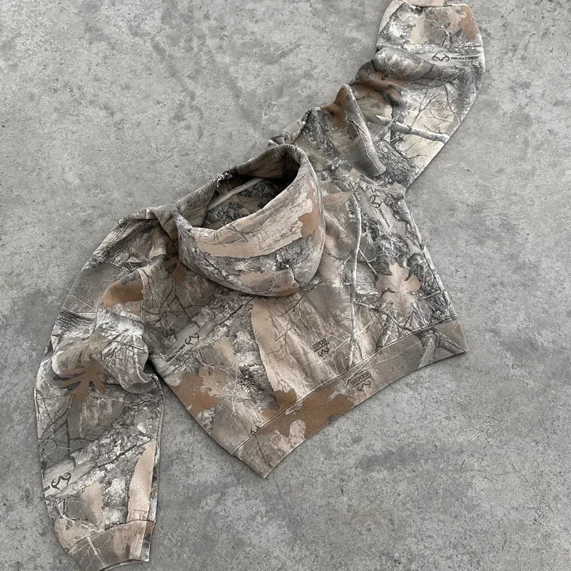 Real Tree Camo Hoodie – Y2K White Tribal Graphic Edition