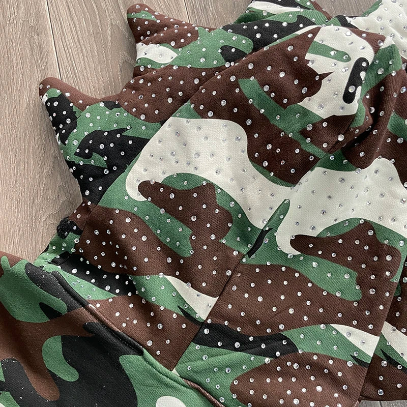 Glo Gang camouflage cartoon embroidered casual sweater