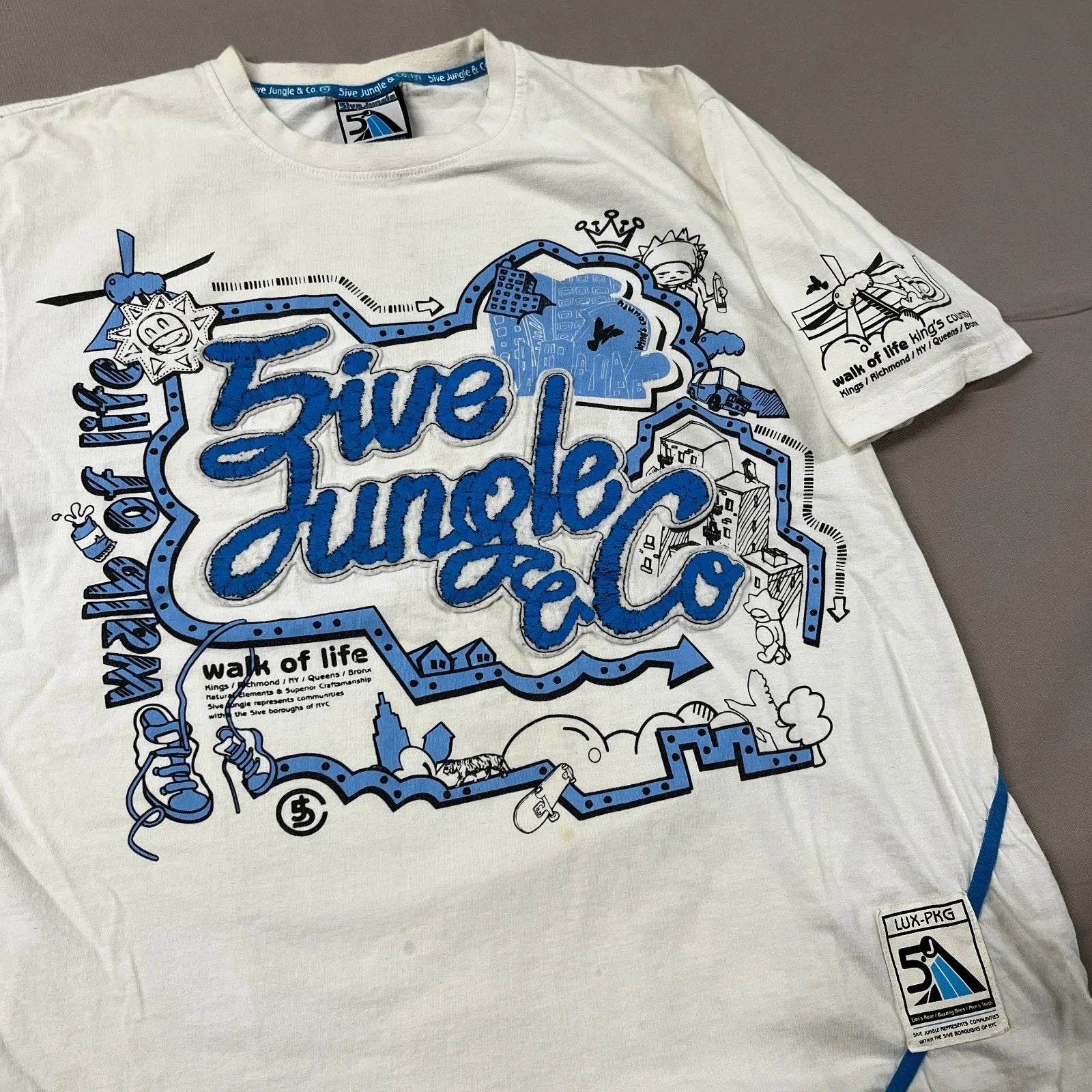 Scrawl Harajuku Printing Short Sleeves Hip Hop Punk Y2K American Street Skateboard T-shirt Boy Style Pure Cotton Tops