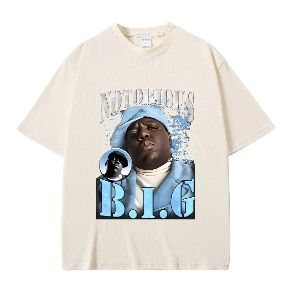 Classic Vintage Best Famous The Notorious Big Tshirt Hip Hop Rapper Biggie Smalls Print T-shirt Men's Fashion Oversized T Shirts