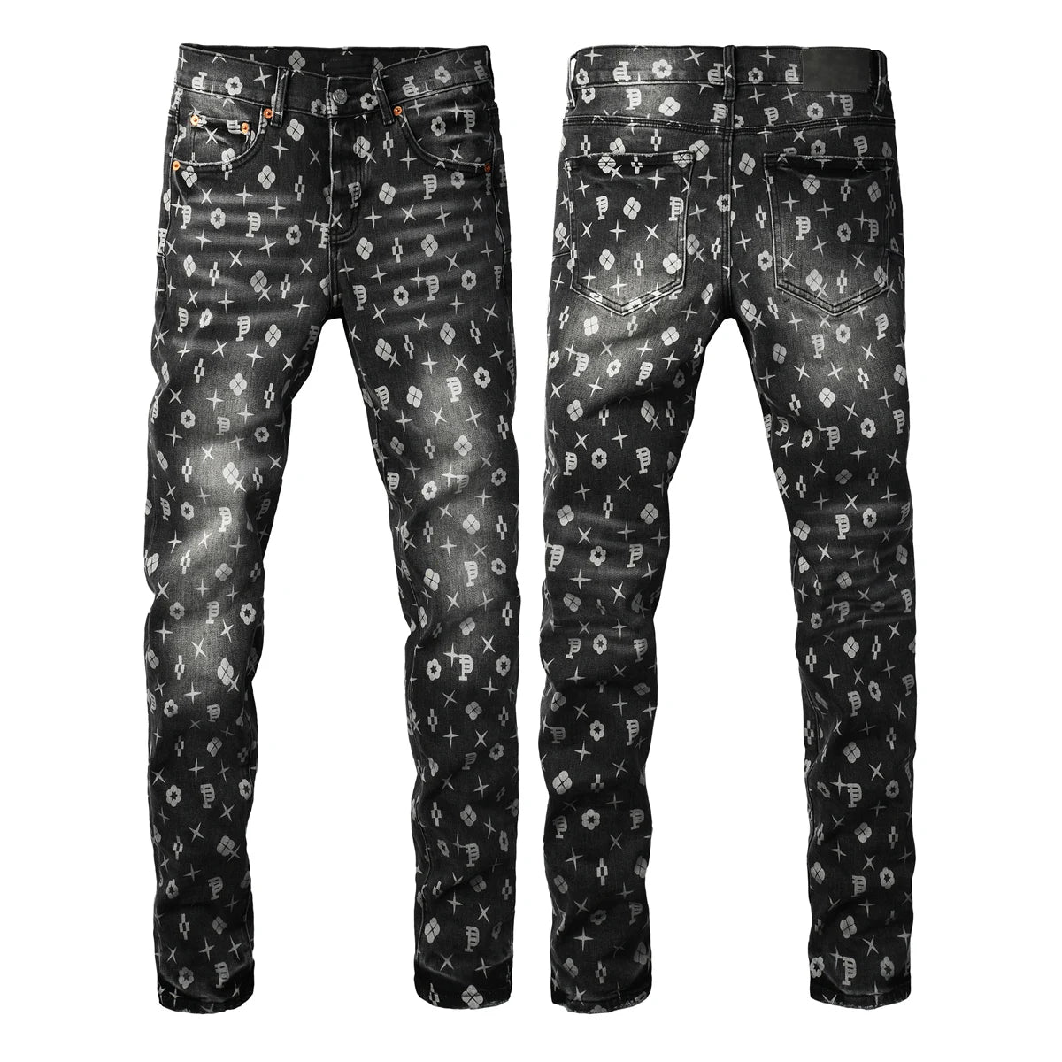 2025 American Jean Print Pants 9089 Style High Waist Loose Fit Straight Leg Blue Jeans Women's Fashion Casual Trousers