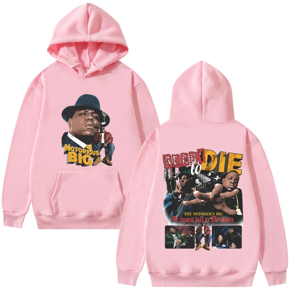 Rapper The Notorious Big Ready To Die Album Hoodie Biggie Smalls Streetwear Men Women Hip Hop Vintage Oversized Pullover Hoodies