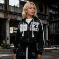 Y2k sportswear men's and women's hip-hop Harajuku retro patch print super large hooded sweatshirt