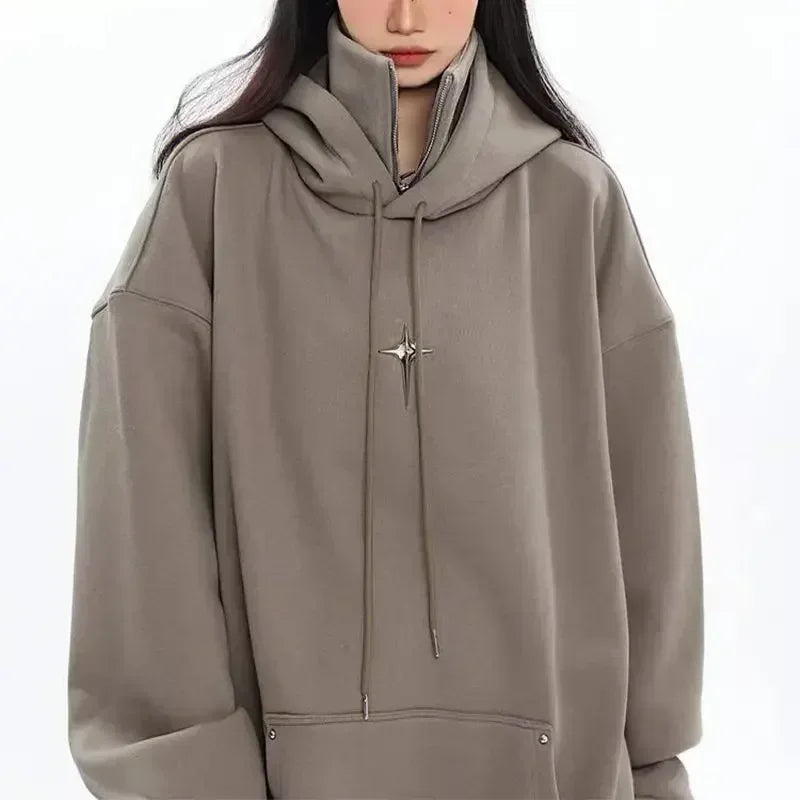 Streetwear Black Hoodie Men Women Oversized Harajuku Vintage Pullovers Korean Fashion Goth Aesthetic Sweatshirts Spring Autumn