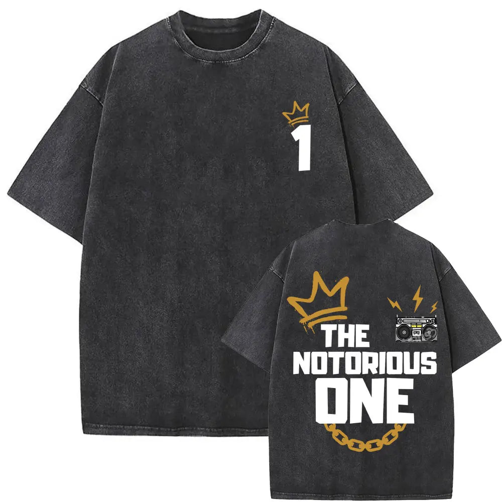 Washed Vintage Rapper The Notorious Big World Tour 97 T-shirt Biggie Smalls Print T Shirts Men Women Hip Hop Oversized T-shirts