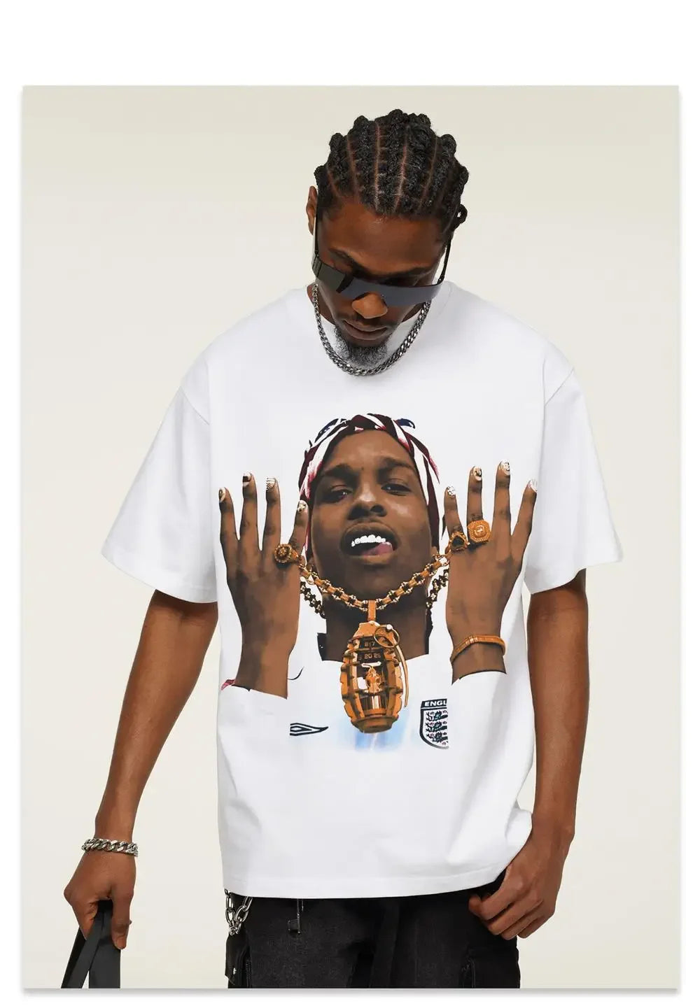 2025 Men's and Women's Asap Rocky American hip-hop retro print t-shirt fashion loose high street 100% cotton o-neck short sleeve