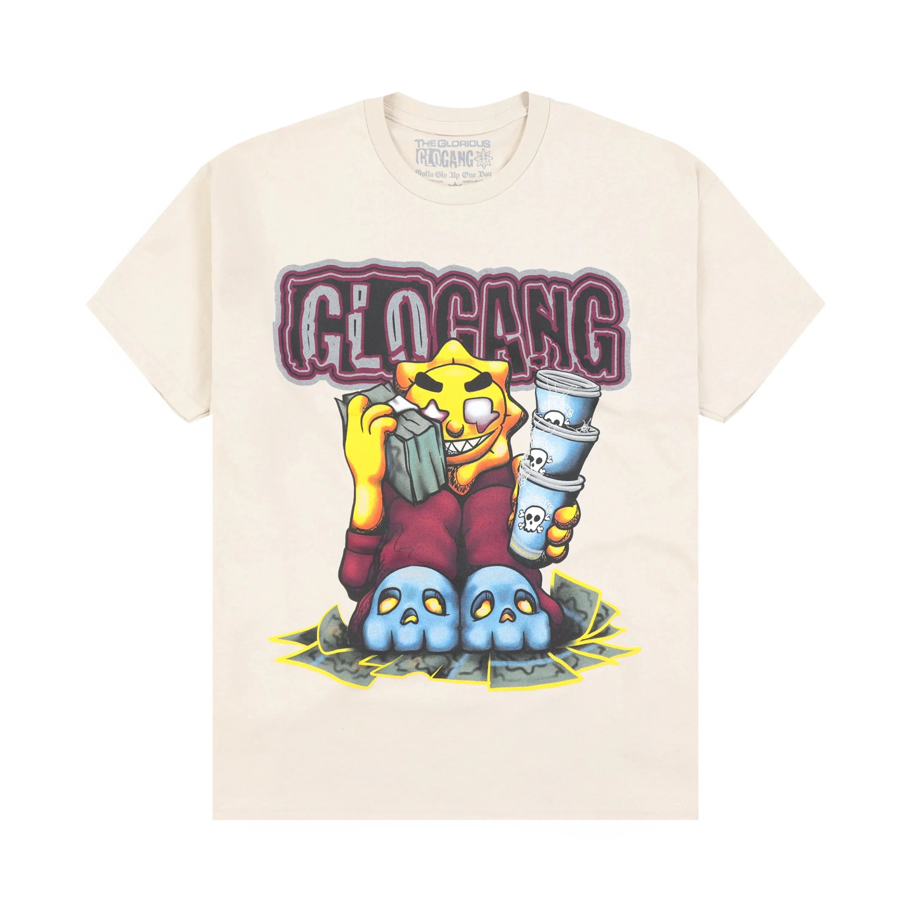 Glogang Men's Trendy Short-Sleeve T-Shirt Fashionable Street Style Harajuku Style Y2K Crew Neck Short-Sleeve Pure Cotton T-Shirt
