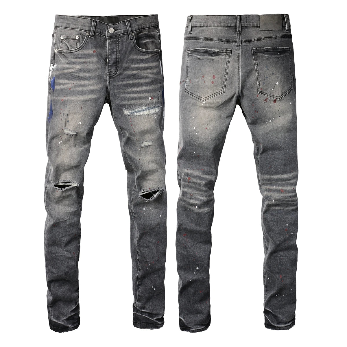2025 American Jean Print Pants 9089 Style High Waist Loose Fit Straight Leg Blue Jeans Women's Fashion Casual Trousers