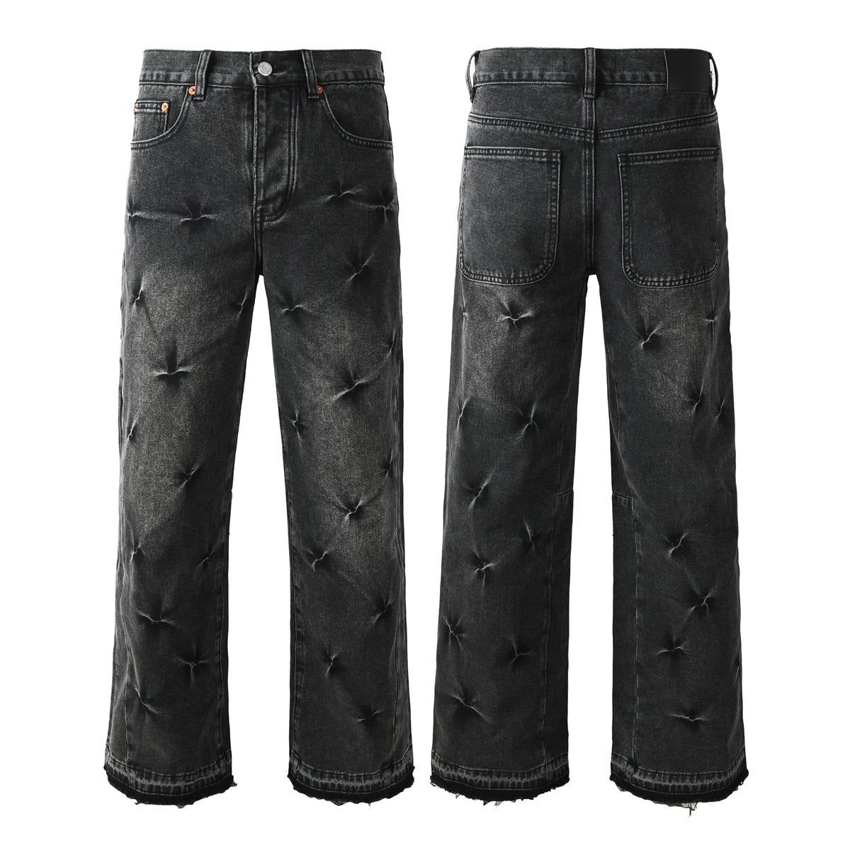 2025 American Jean Print Pants 9089 Style High Waist Loose Fit Straight Leg Blue Jeans Women's Fashion Casual Trousers