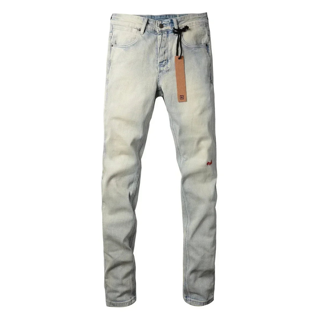 New KSUBI Jeans Men Paint Hole Trendy American High Street  Trend Low Rise Stretch Skinny Pleated Ripped Jeans