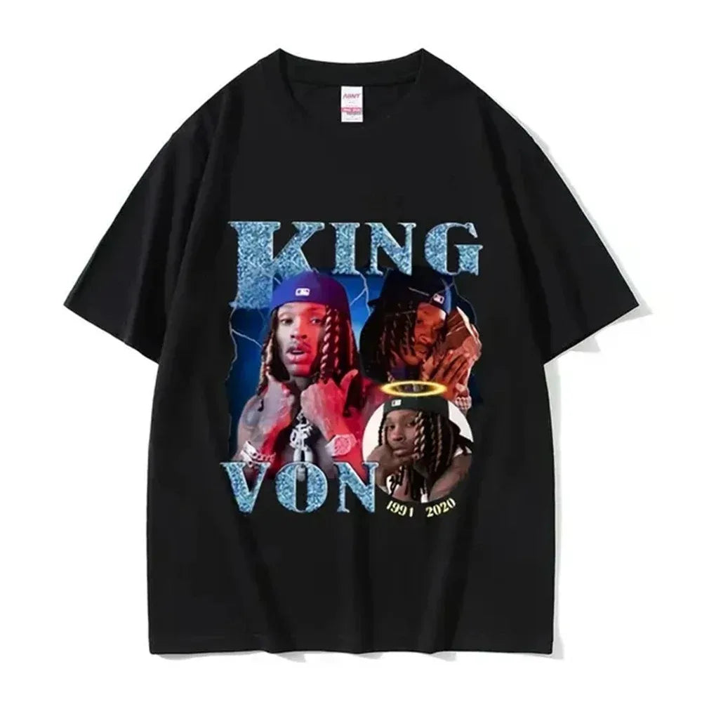 2026 Rapper K-King Von Graphic T Shirt Men's Hip Hop Gothic Fashion Short Sleeve T-shirts Oversized T-shirt Streetwear