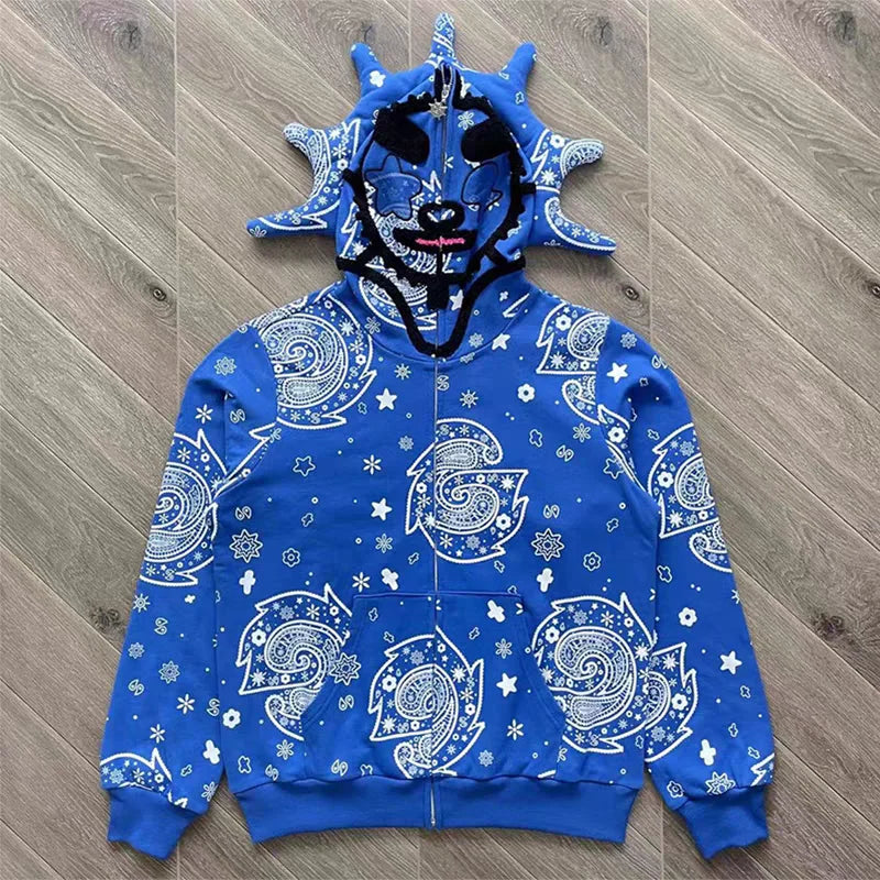 Glo Gang Style Full-Zip Mask Hoodie – Sun Horns Edition