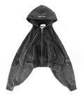 Gothic washed embroidered men hoodie retro hip-hop Y2k zipper hoodie fashionable street pure cotton overweight couple sportswear