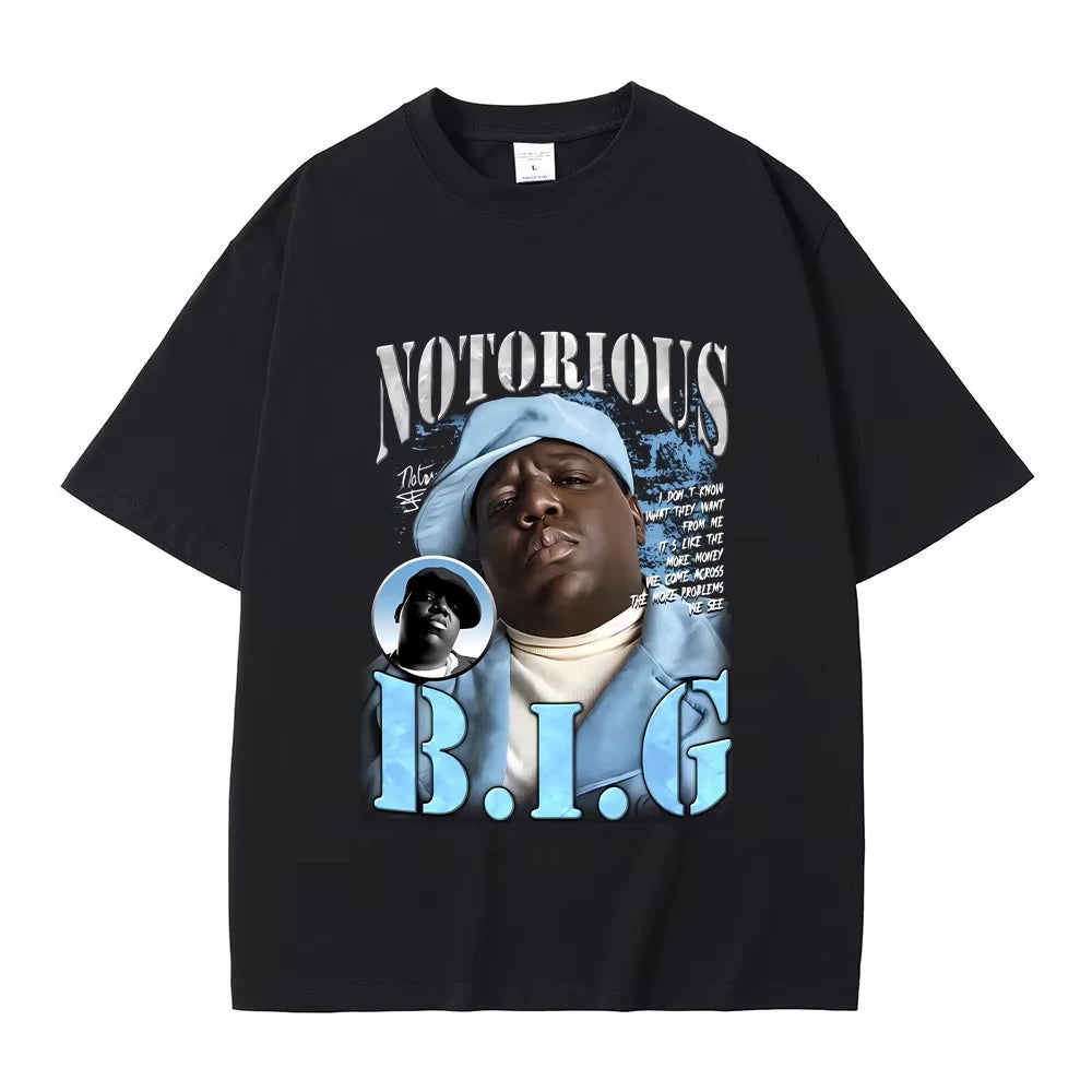 Classic Vintage Best Famous The Notorious Big Tshirt Hip Hop Rapper Biggie Smalls Print T-shirt Men's Fashion Oversized T Shirts