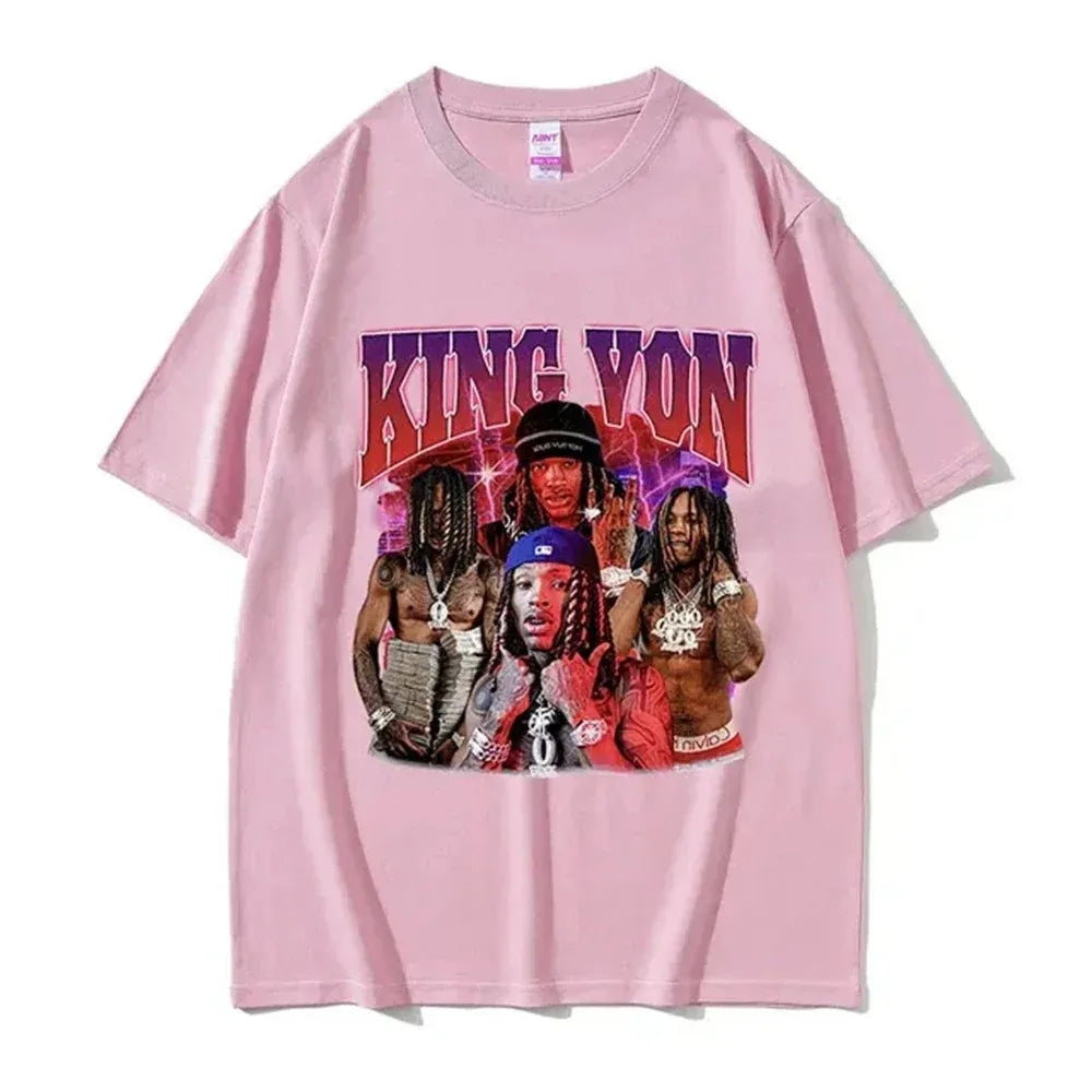 2026 Rapper K-King Von Graphic T Shirt Men's Hip Hop Gothic Fashion Short Sleeve T-shirts Oversized T-shirt Streetwear
