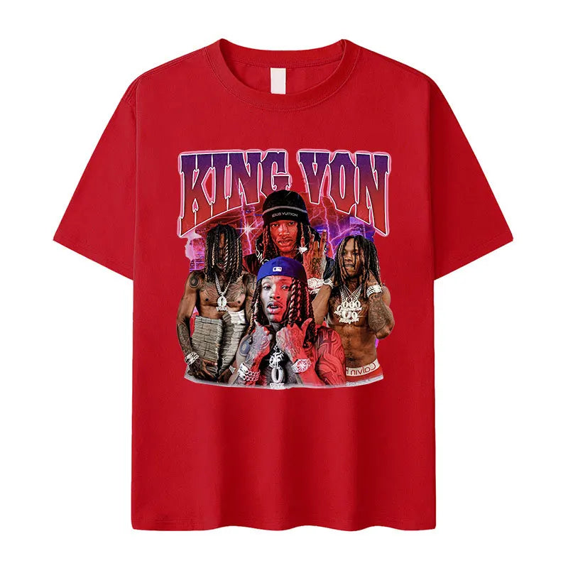Rapper K-King Von Vintage Graphic T-Shirt Men's Hip Hop High Quality Fashion T-shirts Casual Cotton Oversized T Shirt Streetwear