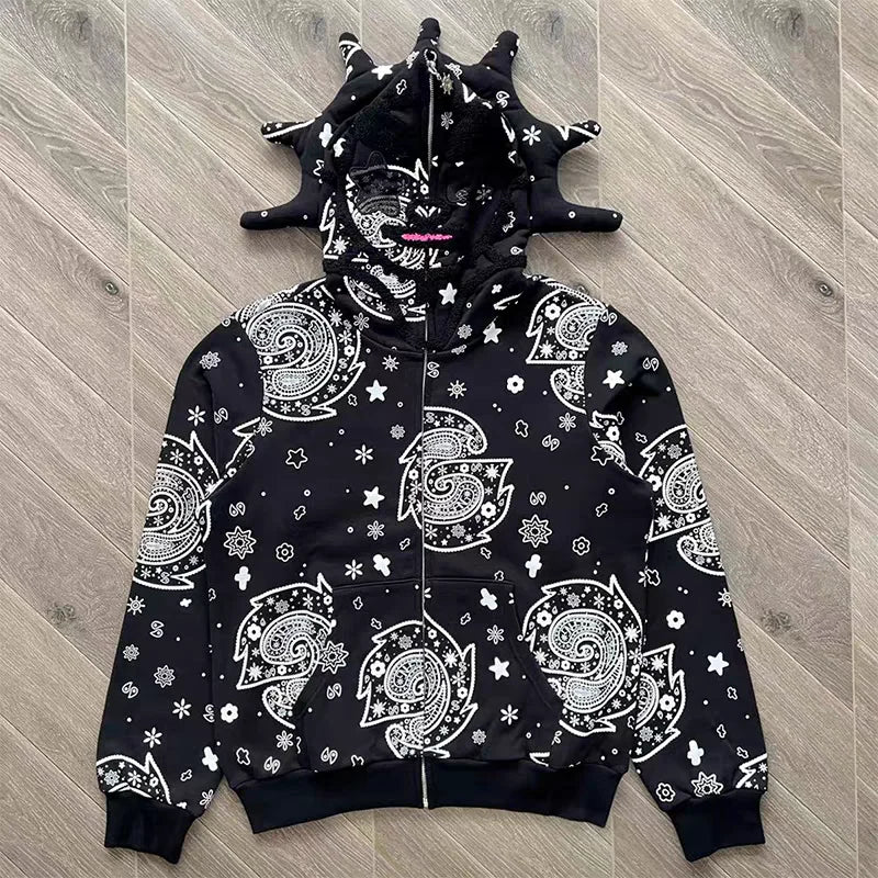 Glo Gang Style Full-Zip Mask Hoodie – Sun Horns Edition