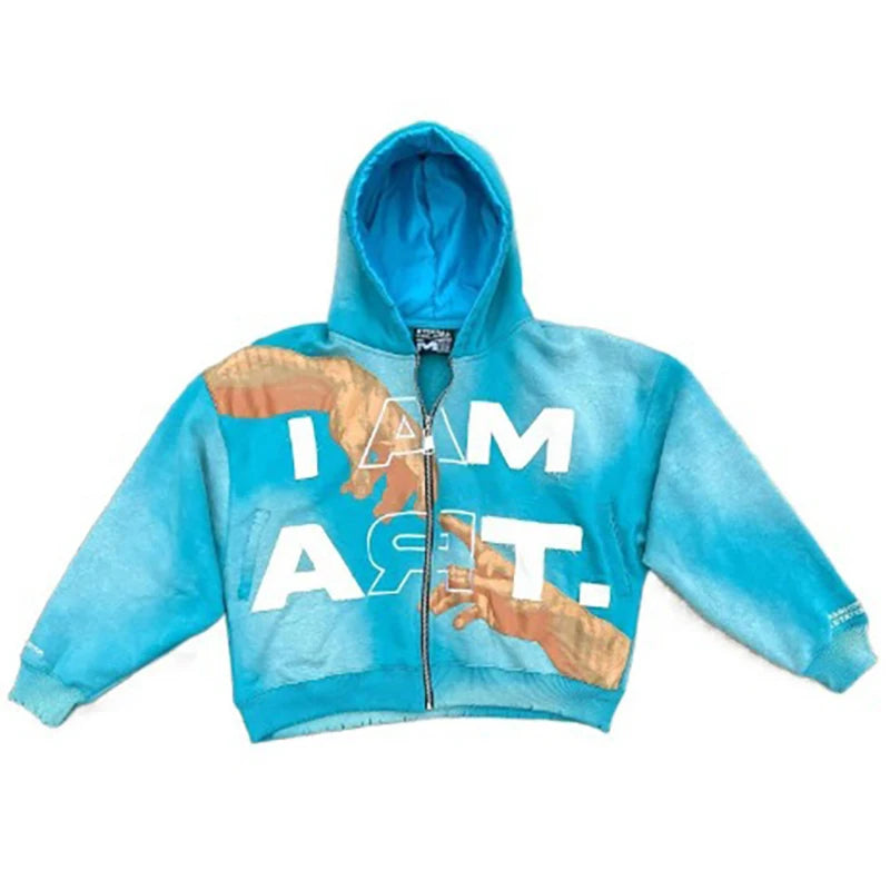 Y2k Streetwear Sweatshirt Letter Prints Graphics Zipper Hoodie Autumn and Winter Loose Sweatshirt Man Clothes sudadera hombre