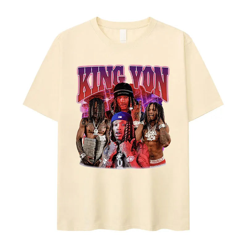 Rapper K-King Von Vintage Graphic T-Shirt Men's Hip Hop High Quality Fashion T-shirts Casual Cotton Oversized T Shirt Streetwear