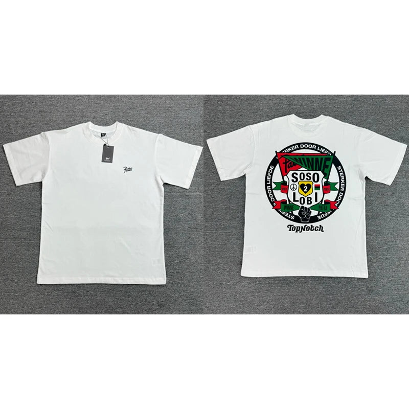 Men Women Clothing Breathable Cotton Patta T-shirt High Street Personality Fashion Print Short Sleeve PATTA Top Tee