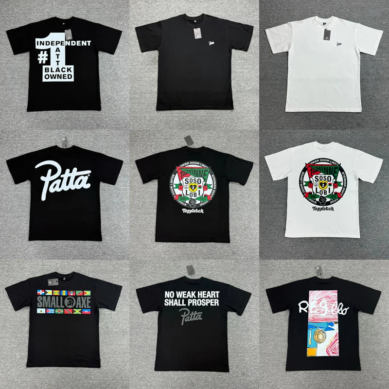 Men Women Clothing Breathable Cotton Patta T-shirt High Street Personality Fashion Print Short Sleeve PATTA Top Tee