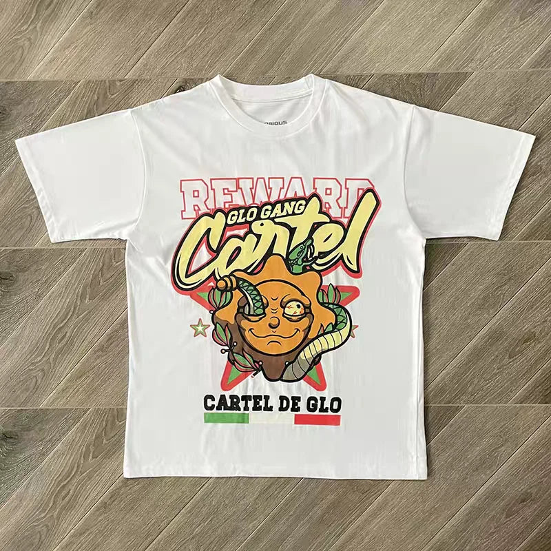 Premium Glo Gang Cotton T-Shirt With Stylish Print Streetwear Fashion Soft Fabric For Men And Women Summer Wear