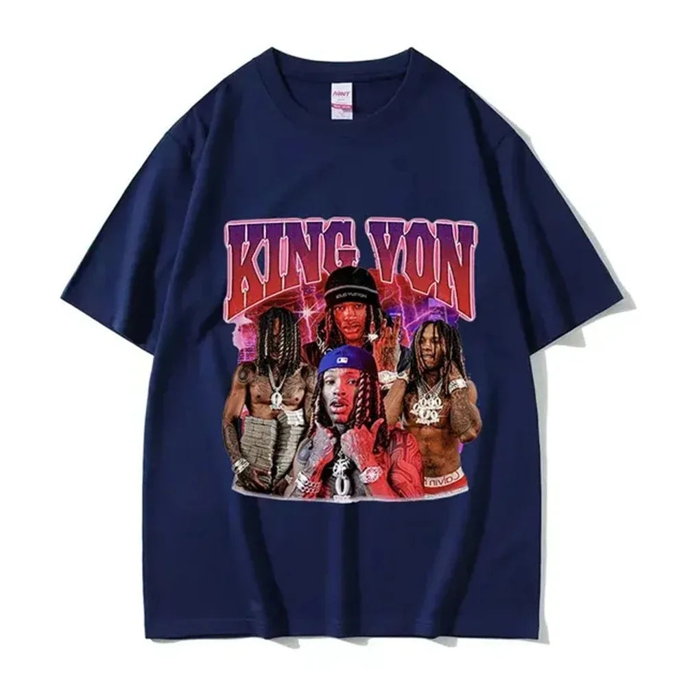 2026 Rapper K-King Von Graphic T Shirt Men's Hip Hop Gothic Fashion Short Sleeve T-shirts Oversized T-shirt Streetwear