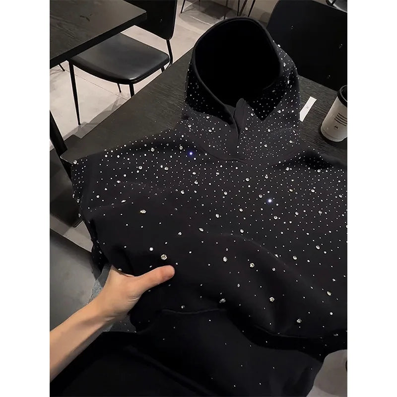 Heavy Du oulder Padded Hoodie Sweatirt for Men And Women Spring Autumn Design High Street k Star Rhinestone Couple J...