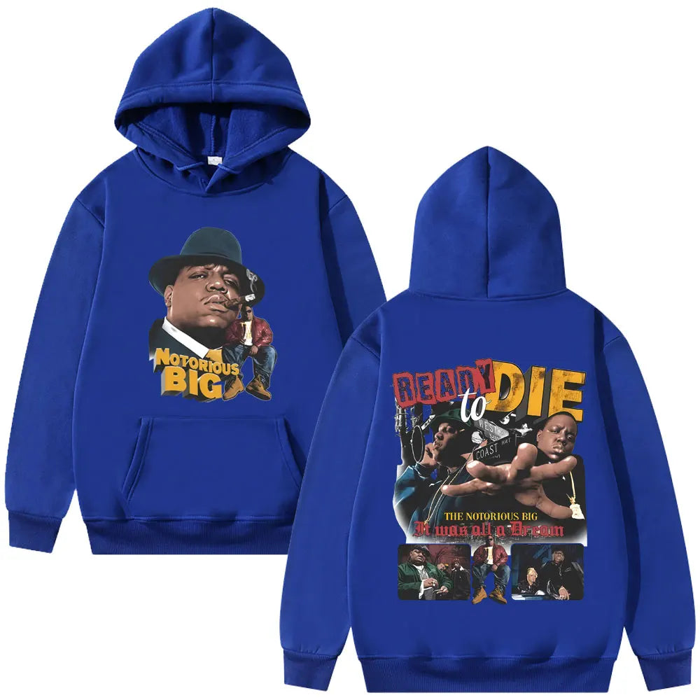 Rapper The Notorious Big Ready To Die Album Hoodie Biggie Smalls Streetwear Men Women Hip Hop Vintage Oversized Pullover Hoodies