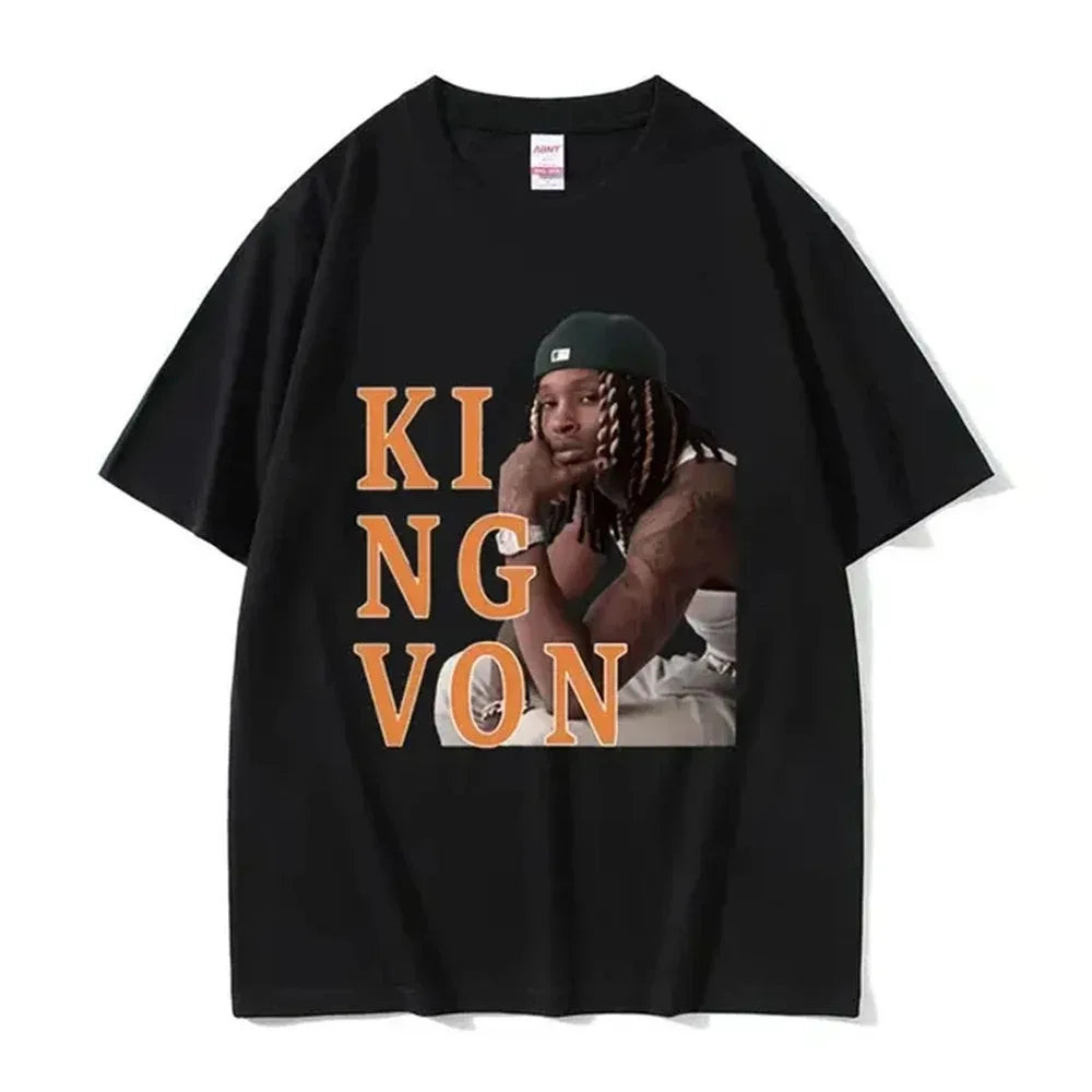 2026 Rapper K-King Von Graphic T Shirt Men's Hip Hop Gothic Fashion Short Sleeve T-shirts Oversized T-shirt Streetwear