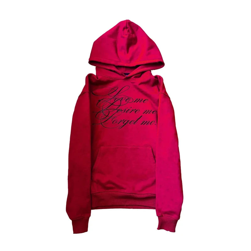 Love Me, Desire Me" Script Hoodie – Minimalist Aesthetic (Various Colors)