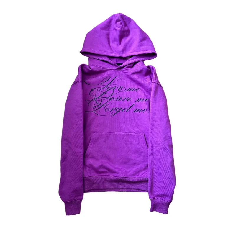 Love Me, Desire Me" Script Hoodie – Minimalist Aesthetic (Various Colors)