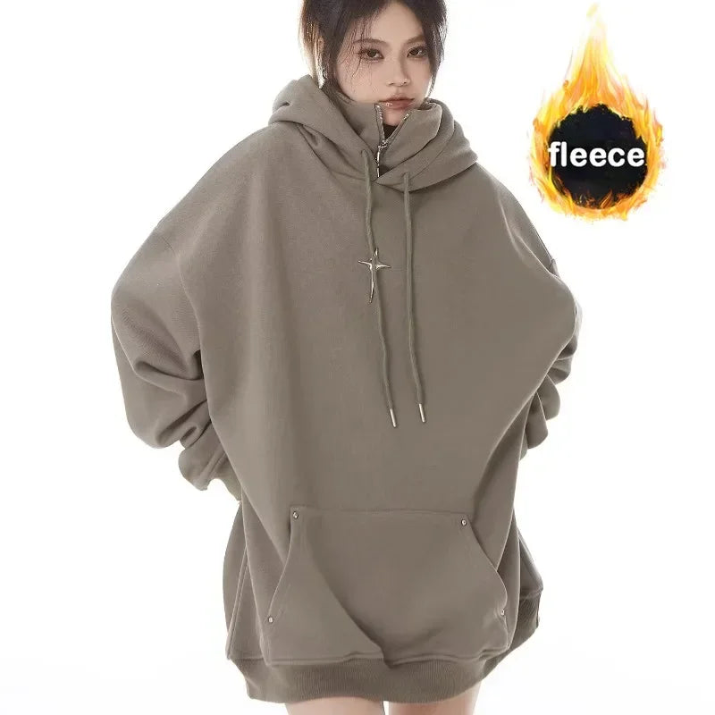 Streetwear Black Hoodie Men Women Oversized Harajuku Vintage Pullovers Korean Fashion Goth Aesthetic Sweatshirts Spring Autumn
