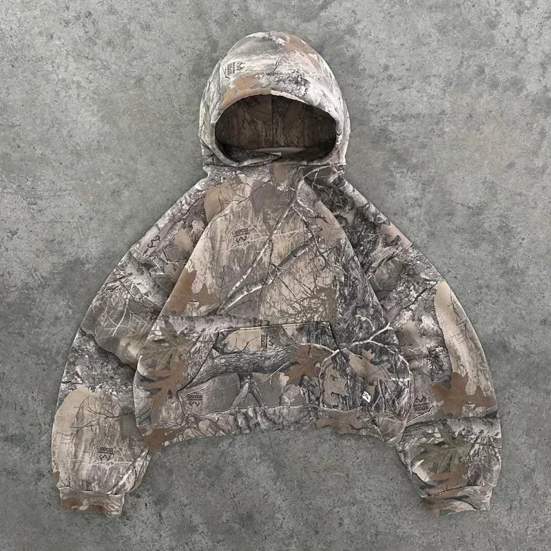 Real Tree Camo Hoodie – Y2K White Tribal Graphic Edition
