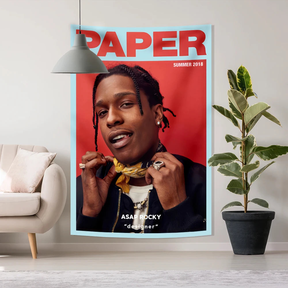 Asap Rockys Flag Rakim Mayers Smoking Wall Tapestry Hanging Ablum Posters Decor Meme Tapestry Room Decor Aesthetic