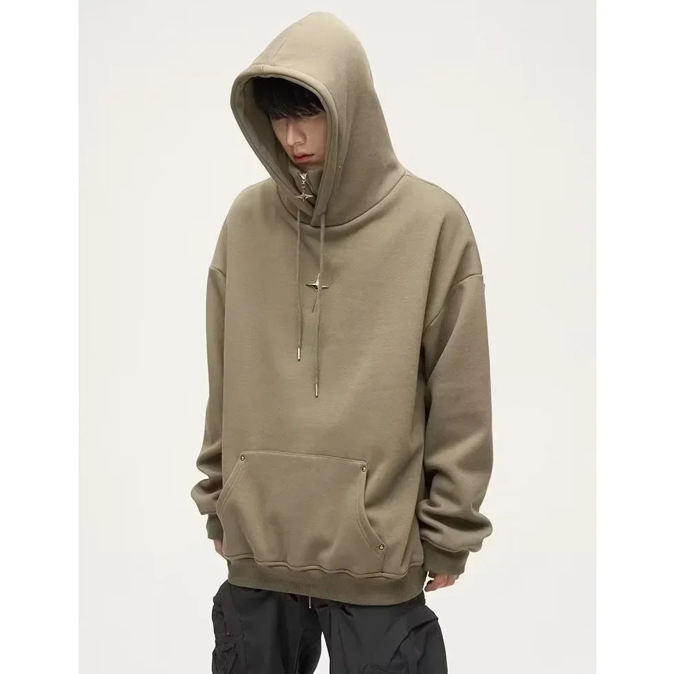 Streetwear Black Hoodie Men Women Oversized Harajuku Vintage Pullovers Korean Fashion Goth Aesthetic Sweatshirts Spring Autumn