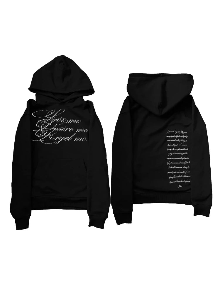 Love Me, Desire Me" Script Hoodie – Minimalist Aesthetic (Various Colors)