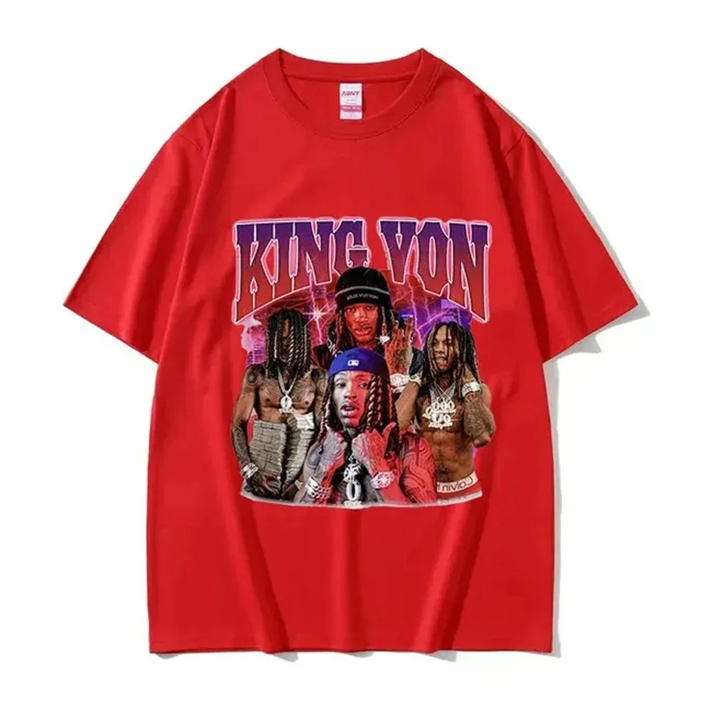 2026 Rapper K-King Von Graphic T Shirt Men's Hip Hop Gothic Fashion Short Sleeve T-shirts Oversized T-shirt Streetwear