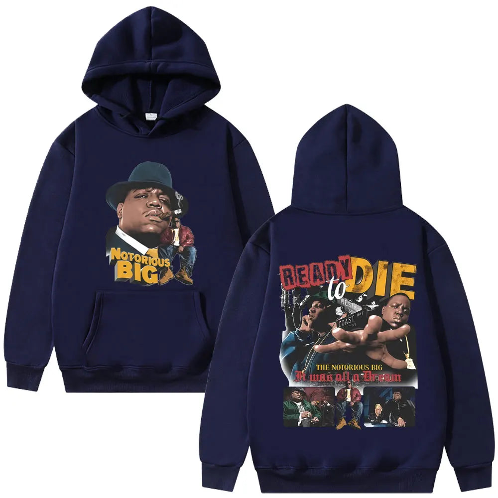 Rapper The Notorious Big Ready To Die Album Hoodie Biggie Smalls Streetwear Men Women Hip Hop Vintage Oversized Pullover Hoodies