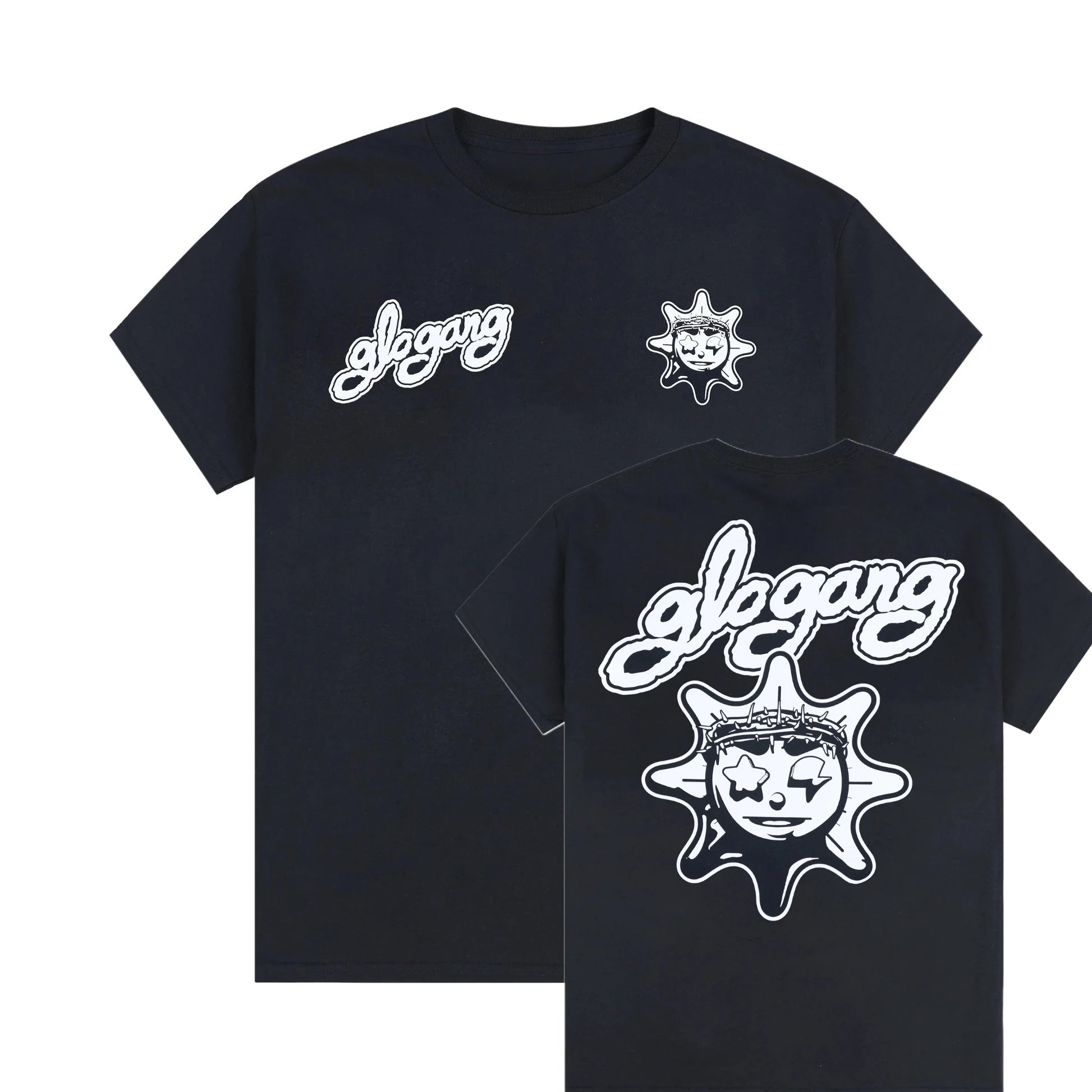 High-quality Summer Short-sleeved Men Glo Gang Boyz World Wide Tee Drinks Cartoon Unseix Oversize Cotton Short-sleeved T-shirts