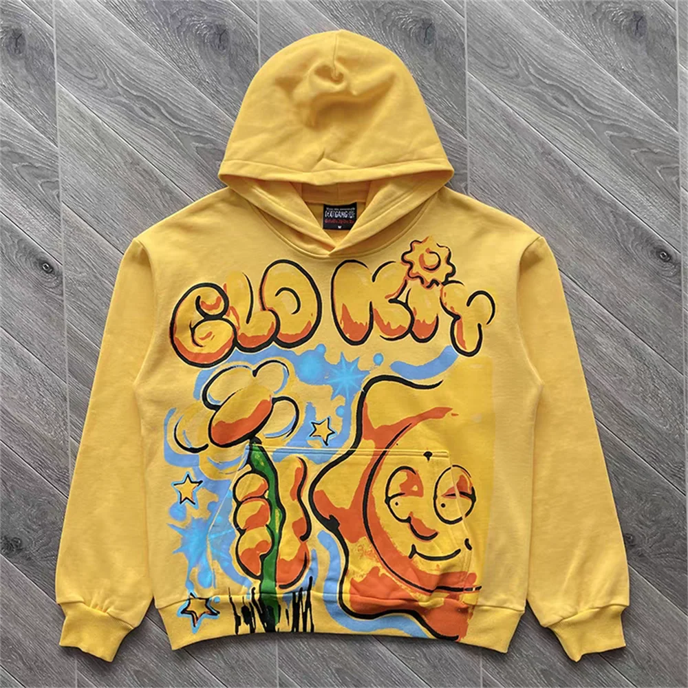 Blue Glo Gang Eroded Glo Thermal Hoodie Men Women High Quality Full Printed Cartoon Plush Print Oversize Hooded